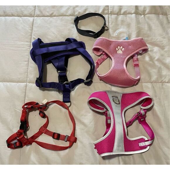 Top Paw Other - Bundle of four dog harnesses and a collar